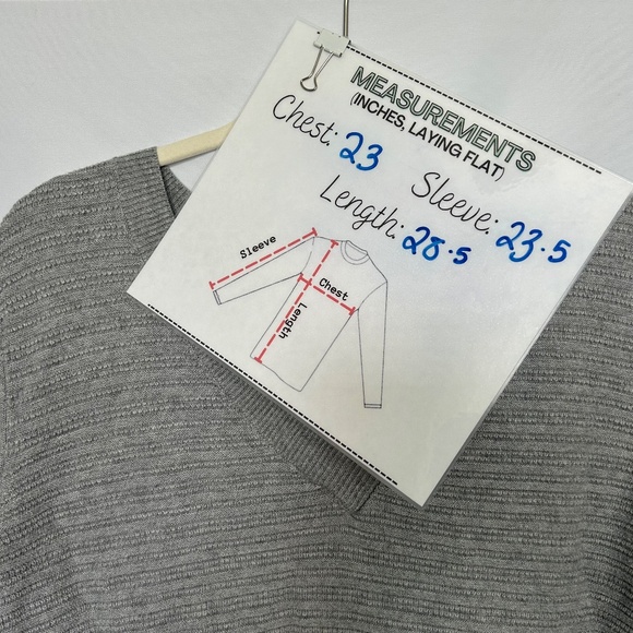 Hilary Radley Grey V-Neck Ribbed‎ Knit Sweater - XL - Picture 8 of 9